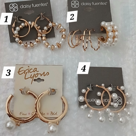 Jewelry - ONE SET HOOP FAUX PEARL GOLD TONE EARRINGS - CHOOSE ONE "NEW" AT CHECKOUT